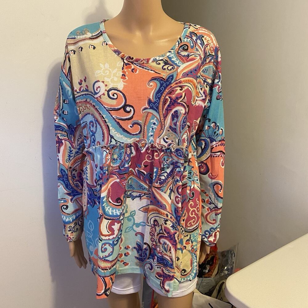 LoveUDear Floral Cottage Core Whimsical Long sleeve Top Lightweight Women L - Picture 7 of 9